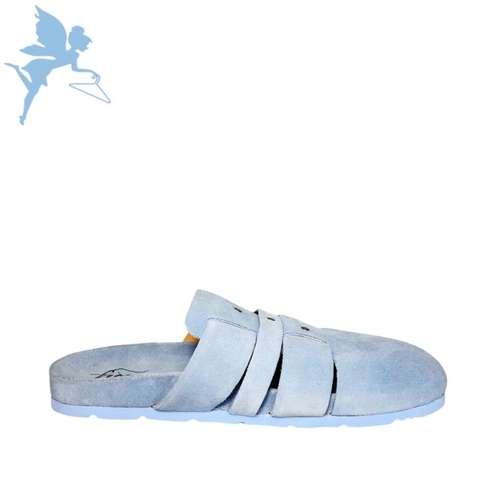 FREE PEOPLE Sunday Season Footbed Blue Suede Mule - Picture 3 of 9